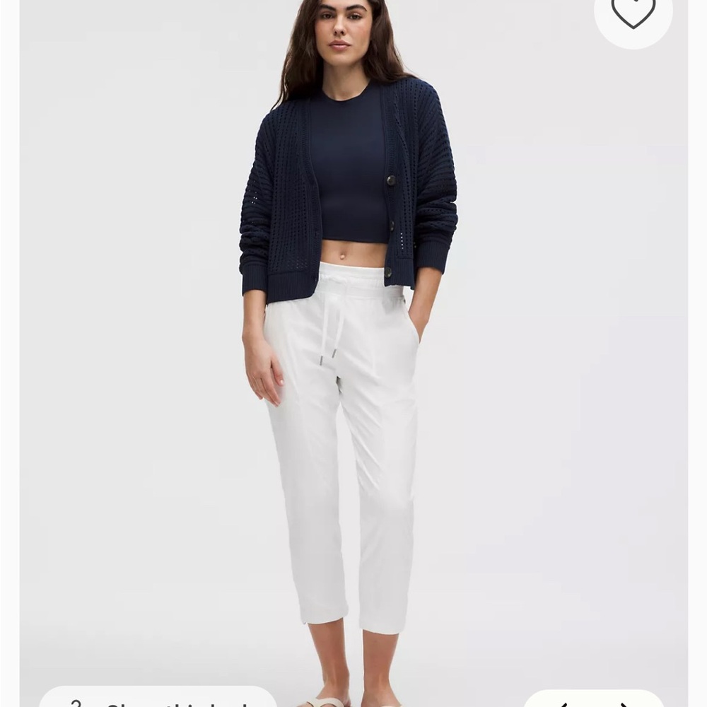 White Lululemon Dance Studio Mid-Rise Cropped Pants Women’s size 6